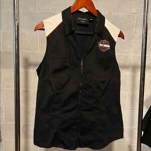 Harley-Davidson Black and White Zip-Up Vest
